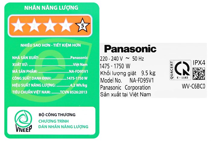 Máy giặt Panasonic Lồng đứng Inverter 9.5 Kg NA-FD95V1BRV